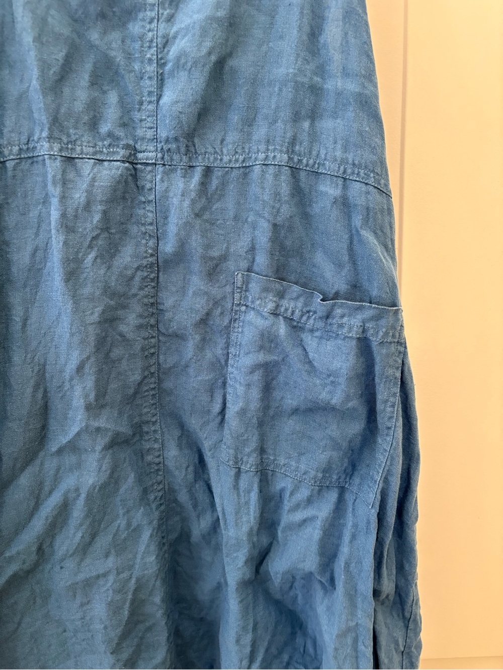Gudrun Sjoden Linen Pinafore Overall Cornflower Blue Dress Size M Lagenlook - Picture 8 of 8